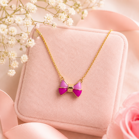 18K Gold Princess Bow Necklace