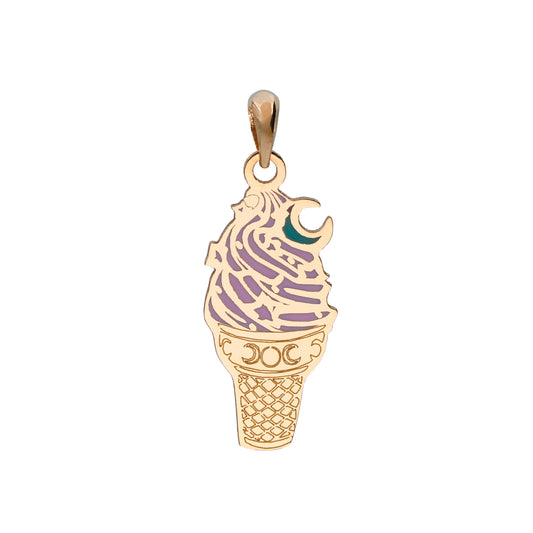 18K Gold Moon Ice Cream Pendant