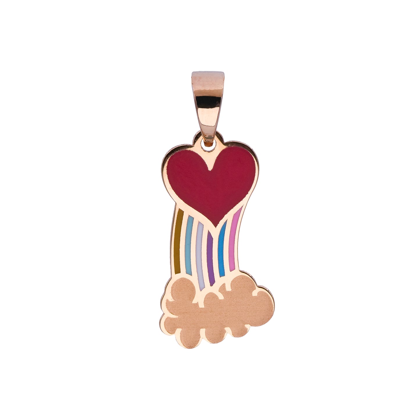18K Gold Rainbow Heart Pendant