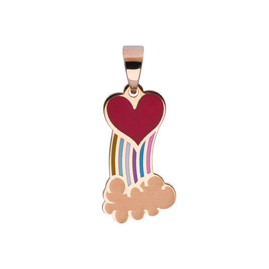 18K Gold Rainbow Heart Pendant