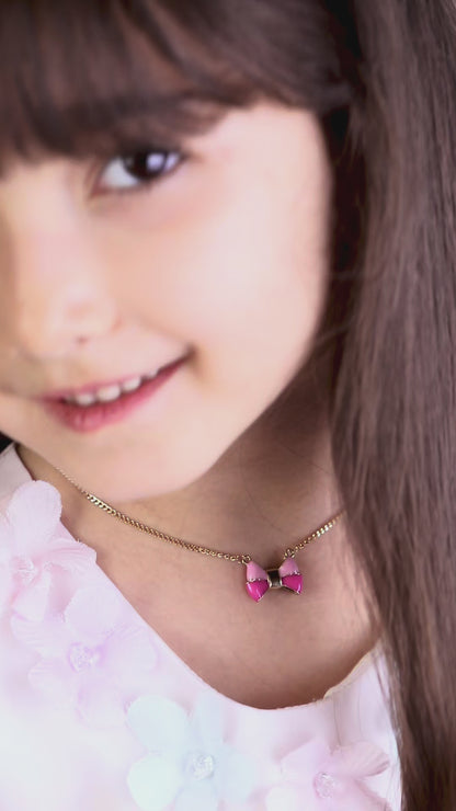 18K Gold Purple Bow Earrings